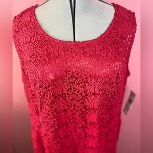 NWT New York Jones Collection red lined crochet lace sheath dress size 18W